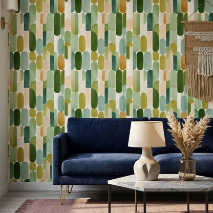 Mid Century Modern Wallpaper Retro Geometric Removable Wall Decor