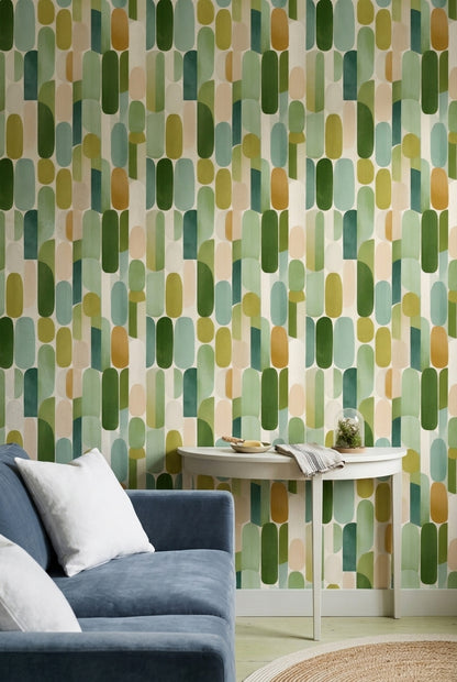 Mid Century Modern Wallpaper Retro Geometric Removable Wall Decor