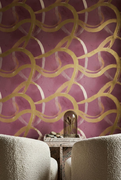 Abstract Wallpaper Modern Removable Pink Background Wall Double Roll