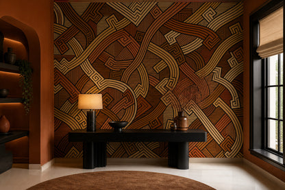 Geometric Wallpaper Abstract Greek Key Removable Wall Decor