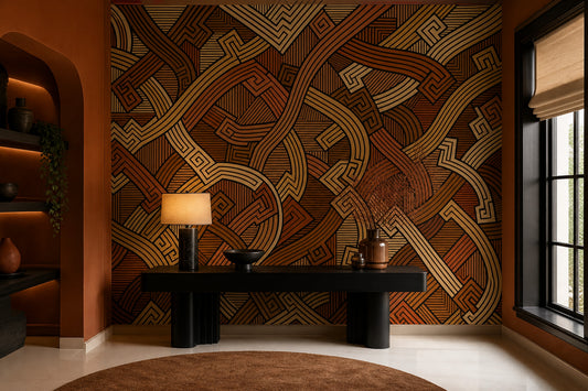 Geometric Wallpaper Abstract Greek Key Removable Wall Decor