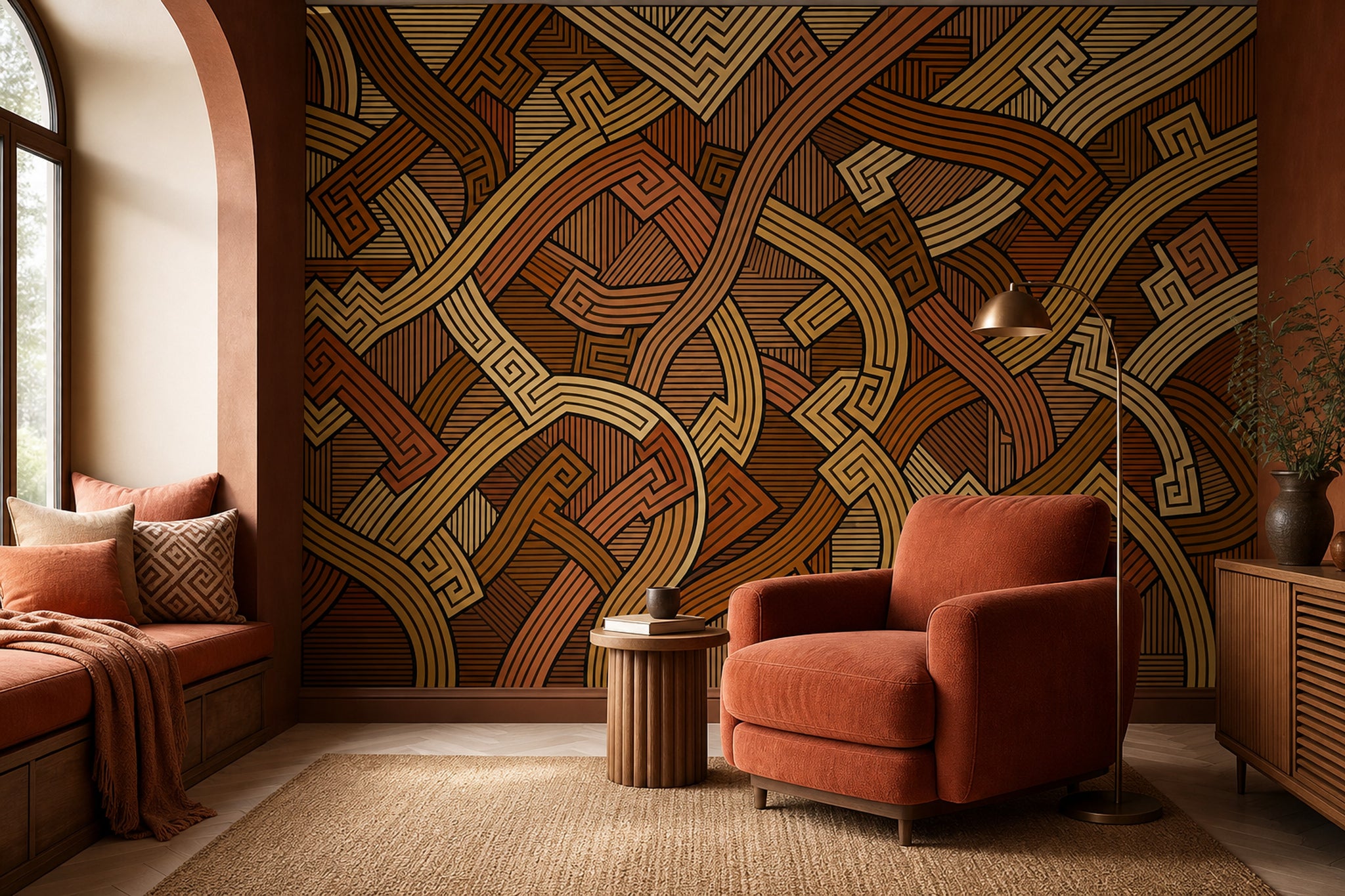 Geometric Wallpaper Abstract Greek Key Removable Wall Decor