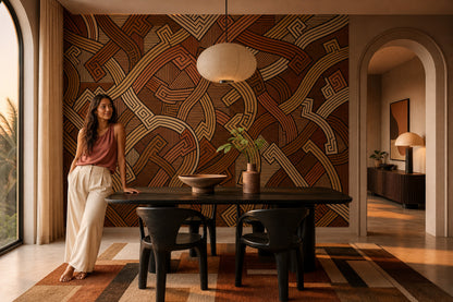 Geometric Wallpaper Abstract Greek Key Removable Wall Decor