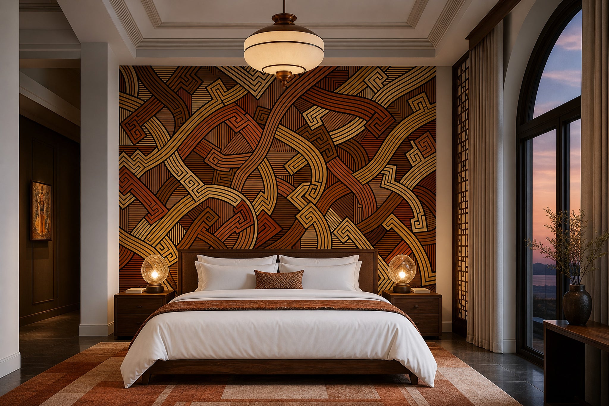 Geometric Wallpaper Abstract Greek Key Removable Wall Decor