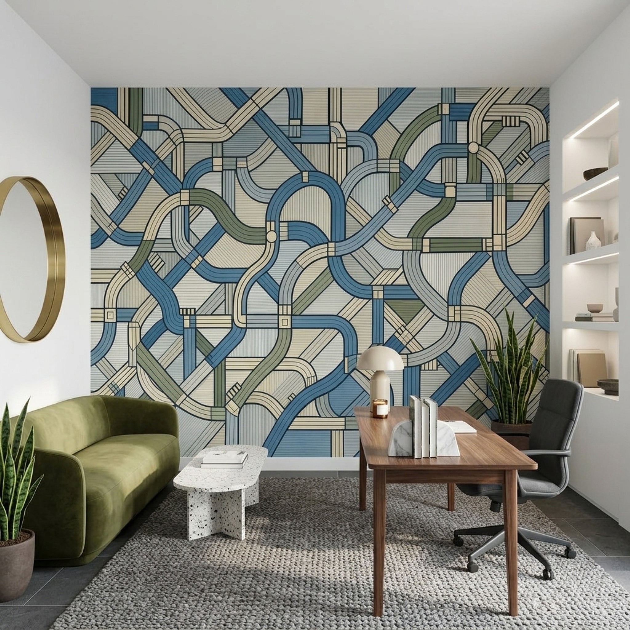Mid Century Modern Wallpaper Retro Geometric Wall Mural