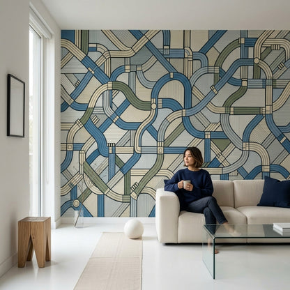 Mid Century Modern Wallpaper Retro Geometric Wall Mural