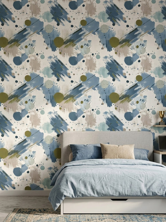 Abstract Wallpaper Painterly Brush Strokes Removable Wall Decor