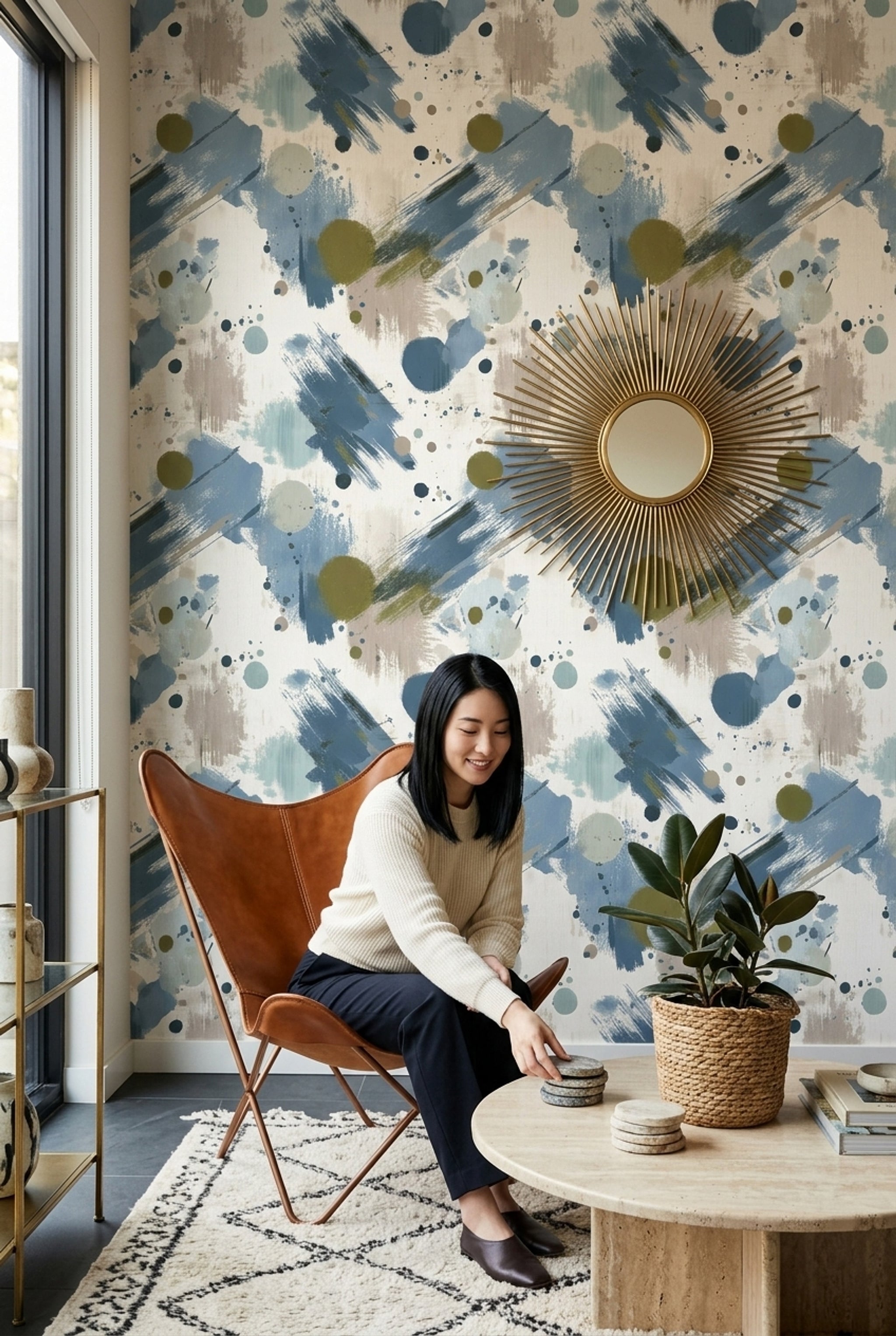 Abstract Wallpaper Painterly Brush Strokes Removable Wall Decor