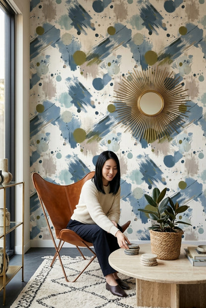 Abstract Wallpaper Painterly Brush Strokes Removable Wall Decor
