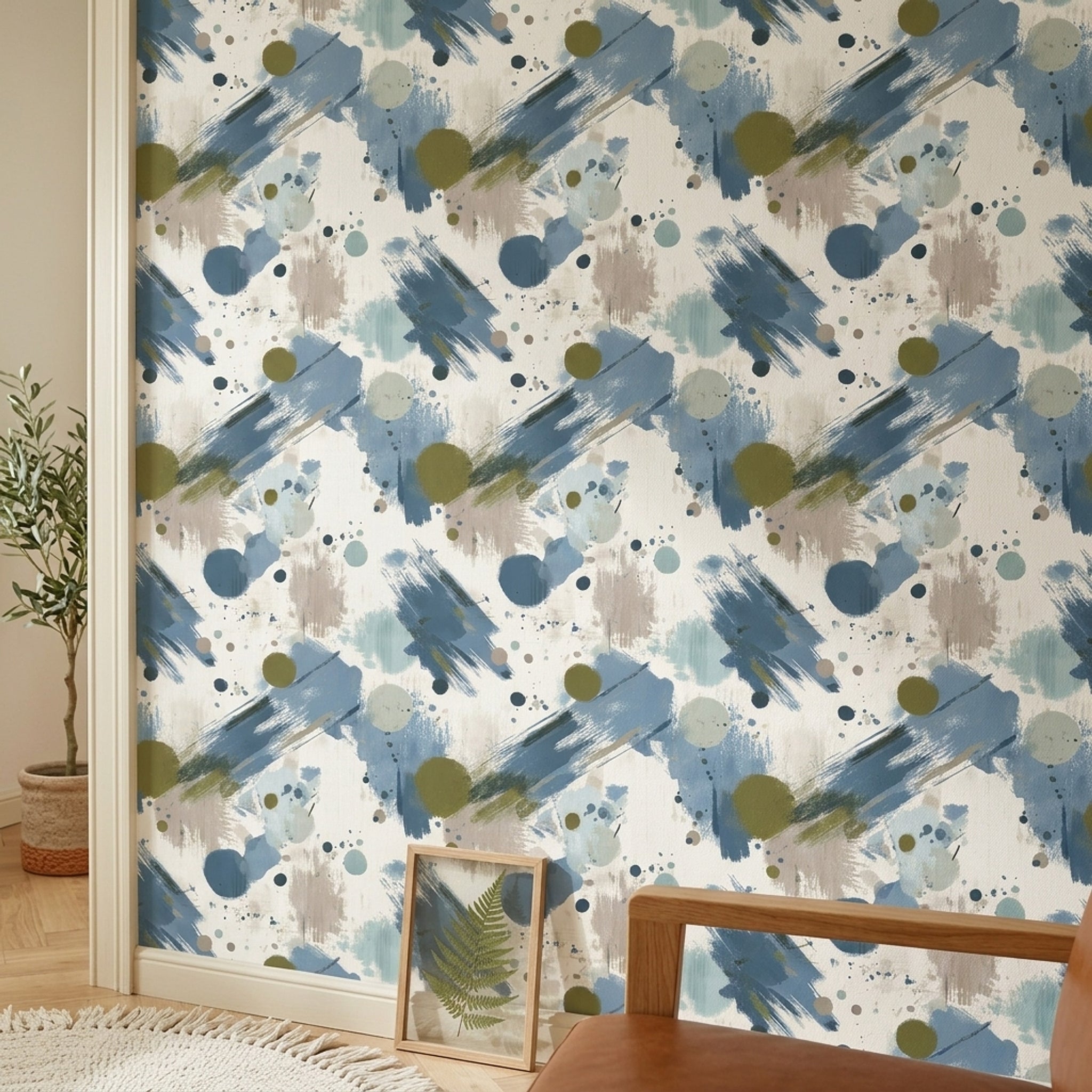 Abstract Wallpaper Painterly Brush Strokes Removable Wall Decor