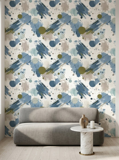 Abstract Wallpaper Painterly Brush Strokes Removable Wall Decor