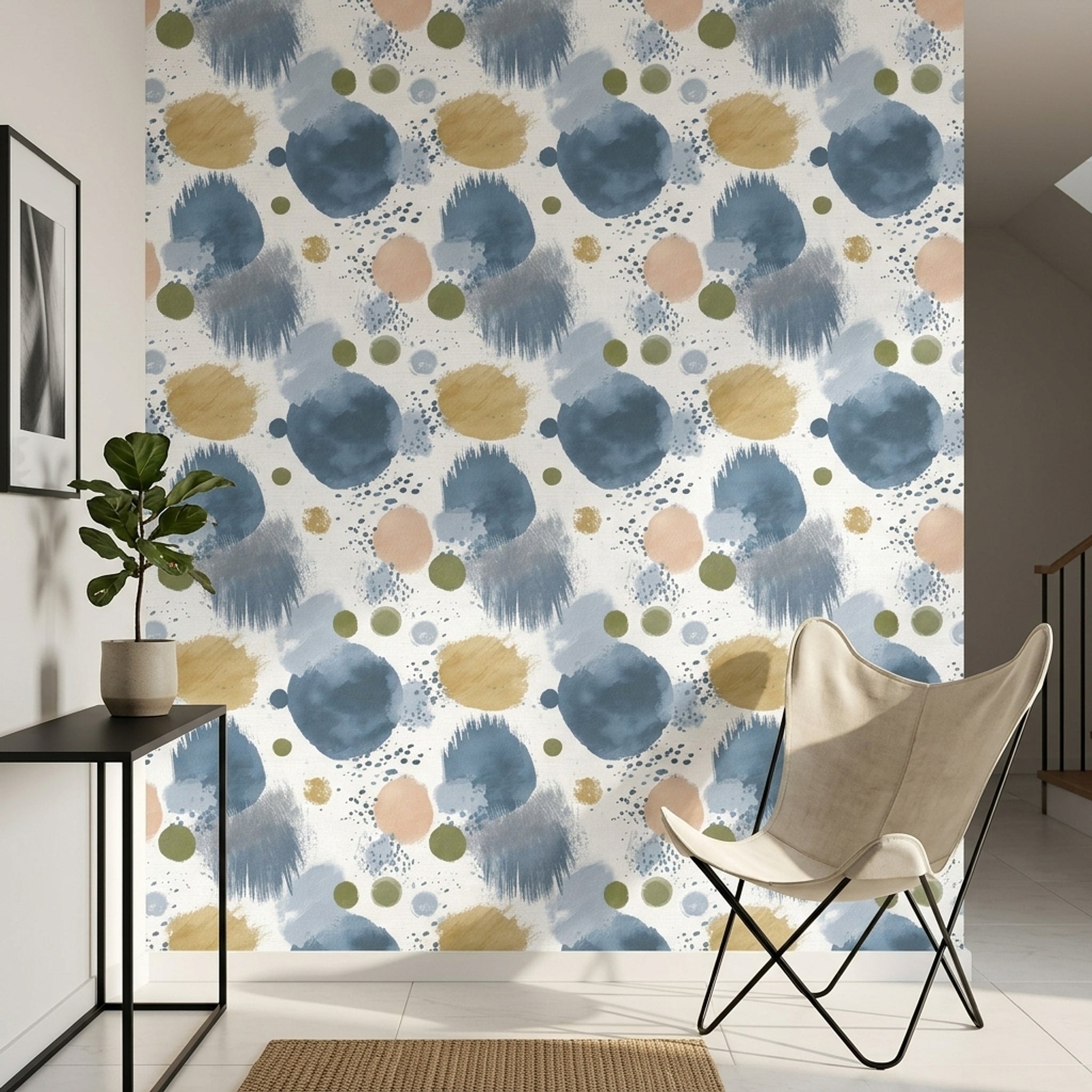 Abstract Wallpaper Painterly Removable Brushstroke Wall Double Roll