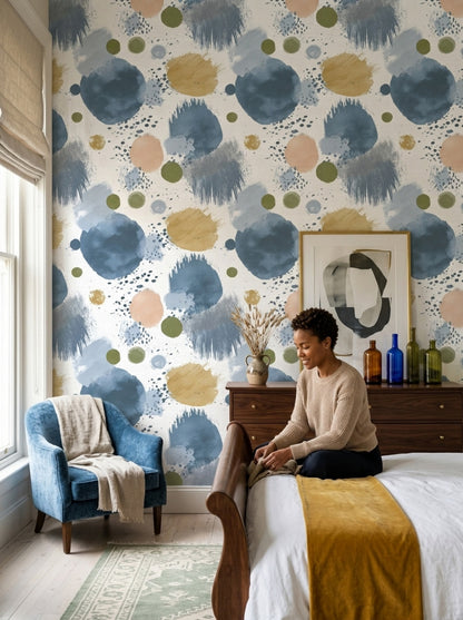 Abstract Wallpaper Painterly Removable Brushstroke Wall Double Roll