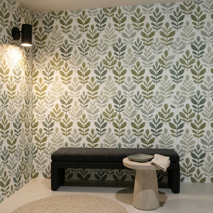 White Background Wallpaper Minimalist Botanical Removable Wall Decor