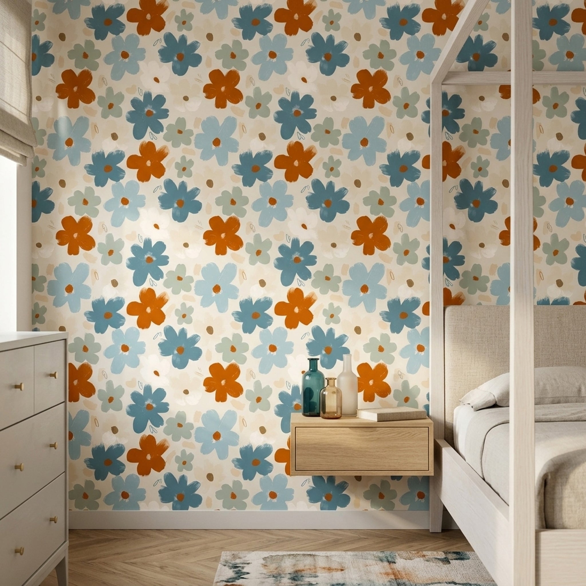 Oversized Daisies Wallpaper Abstract Botanical Painterly Brushstroke Decorative Mural