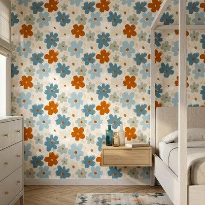 Oversized Daisies Wallpaper Abstract Botanical Painterly Brushstroke Decorative Mural