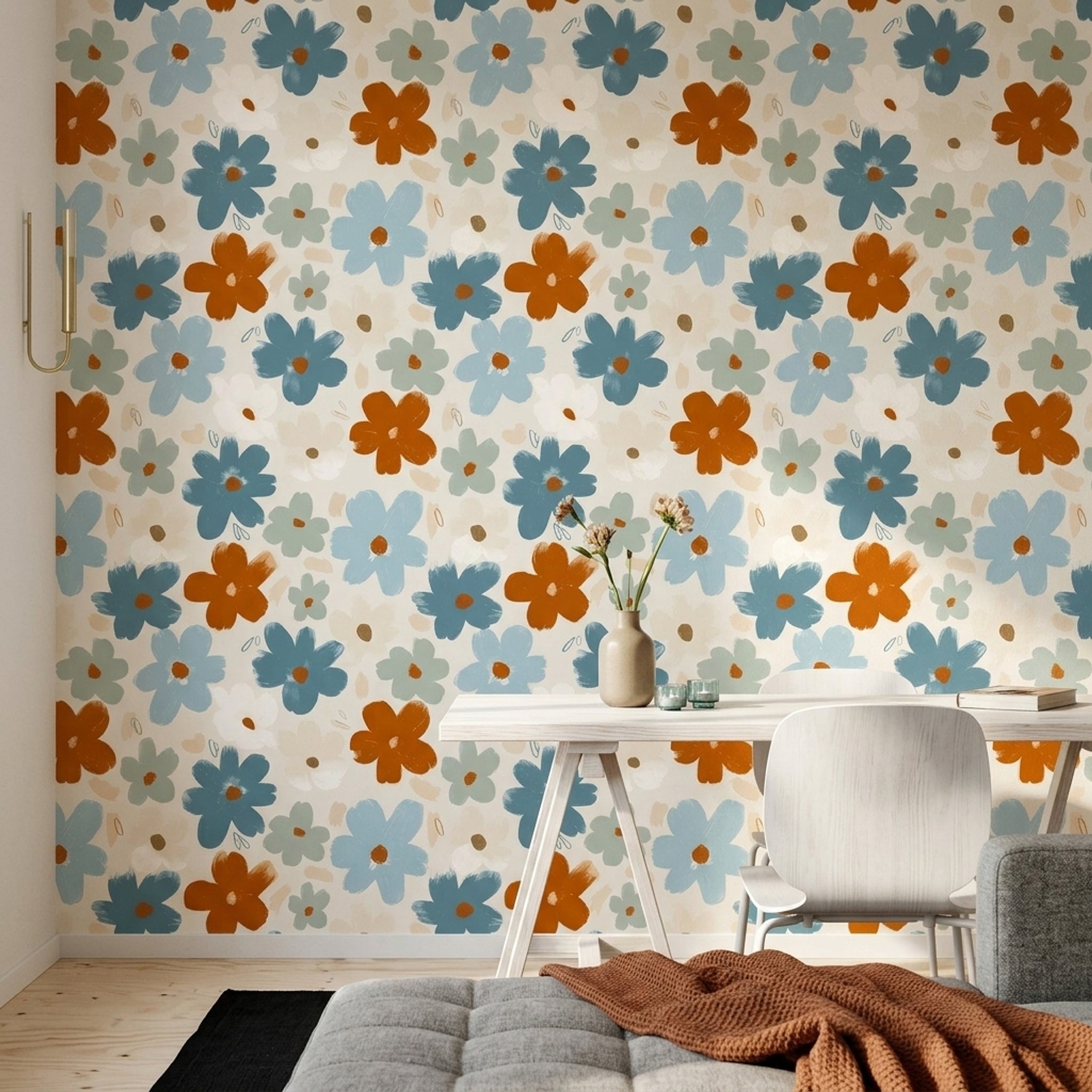 Oversized Daisies Wallpaper Abstract Botanical Painterly Brushstroke Decorative Mural