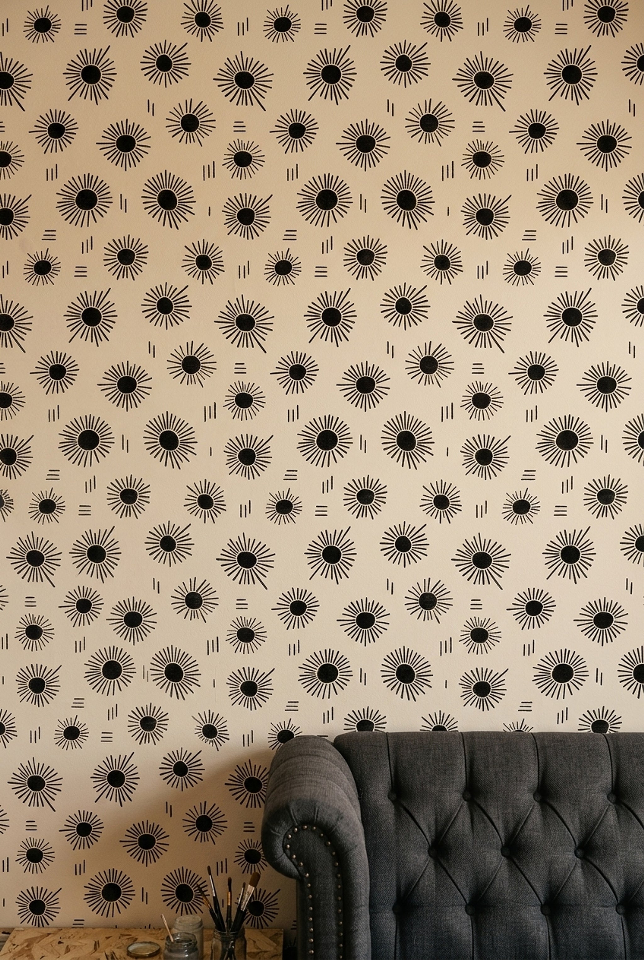 Sunburst Wallpaper Geometric Abstract Removable Wall Decor