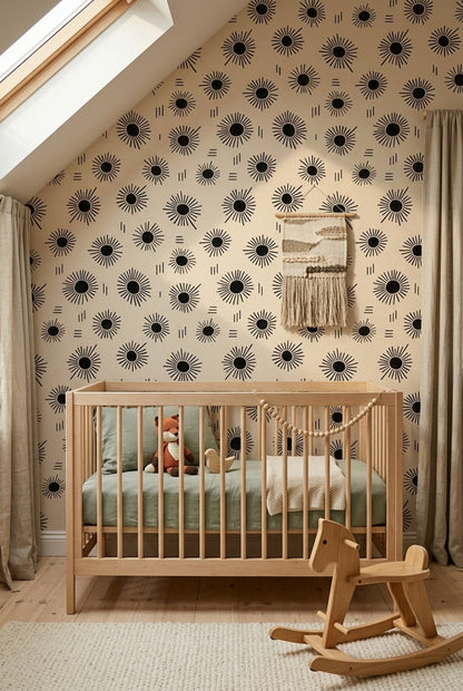 Sunburst Wallpaper Geometric Abstract Removable Wall Decor