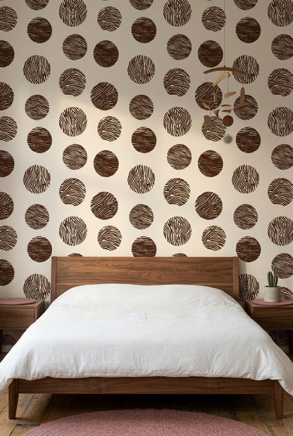 Animal Print Wallpaper Zebra Stripes Removable Circular Medallions Wall Double Roll