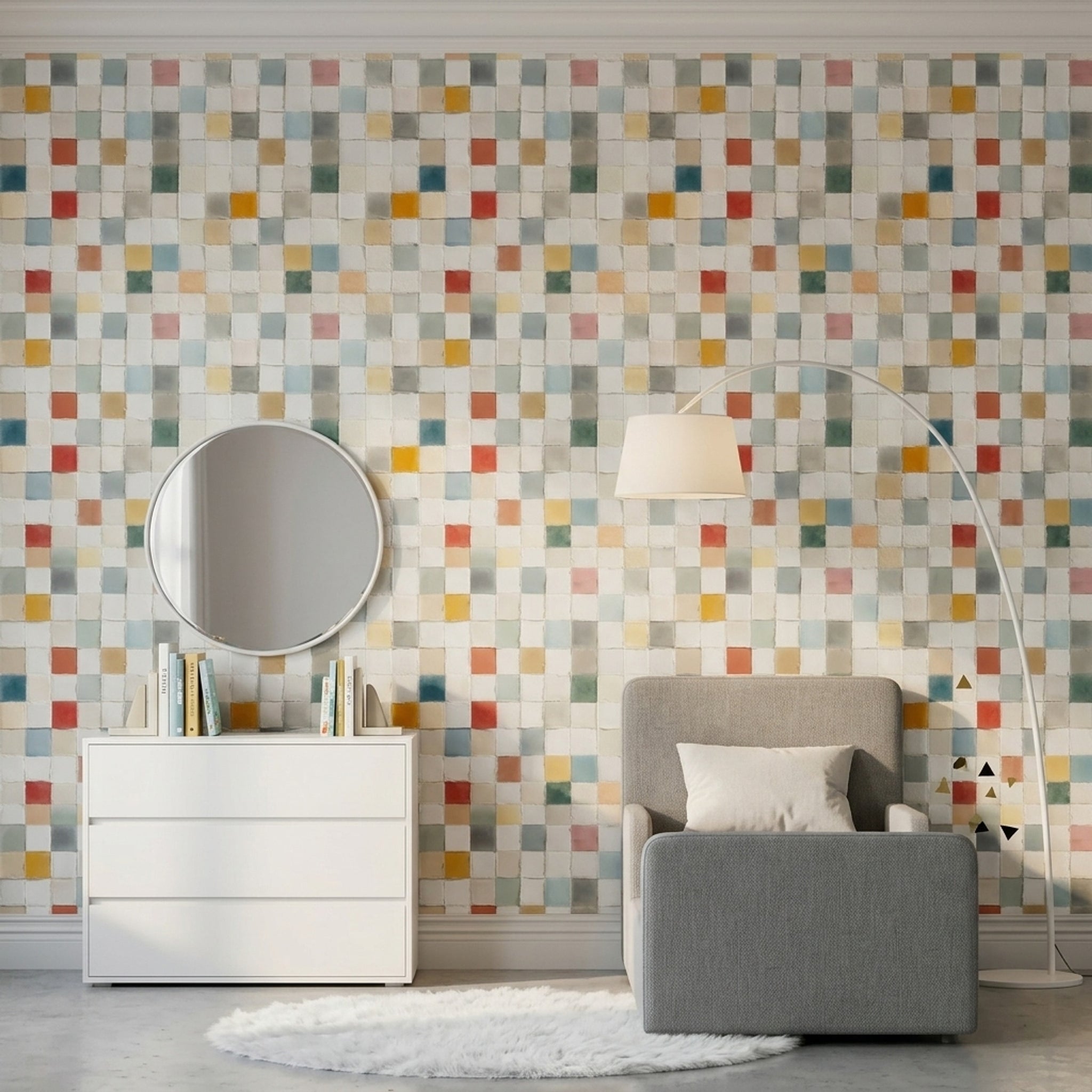 White Background Wallpaper Minimalist Removable Watercolor Wall Double Roll