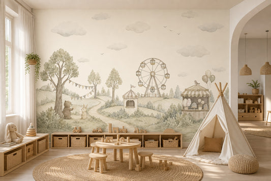 Carnival Wallpaper Watercolor Removable Storybook Wall Decor