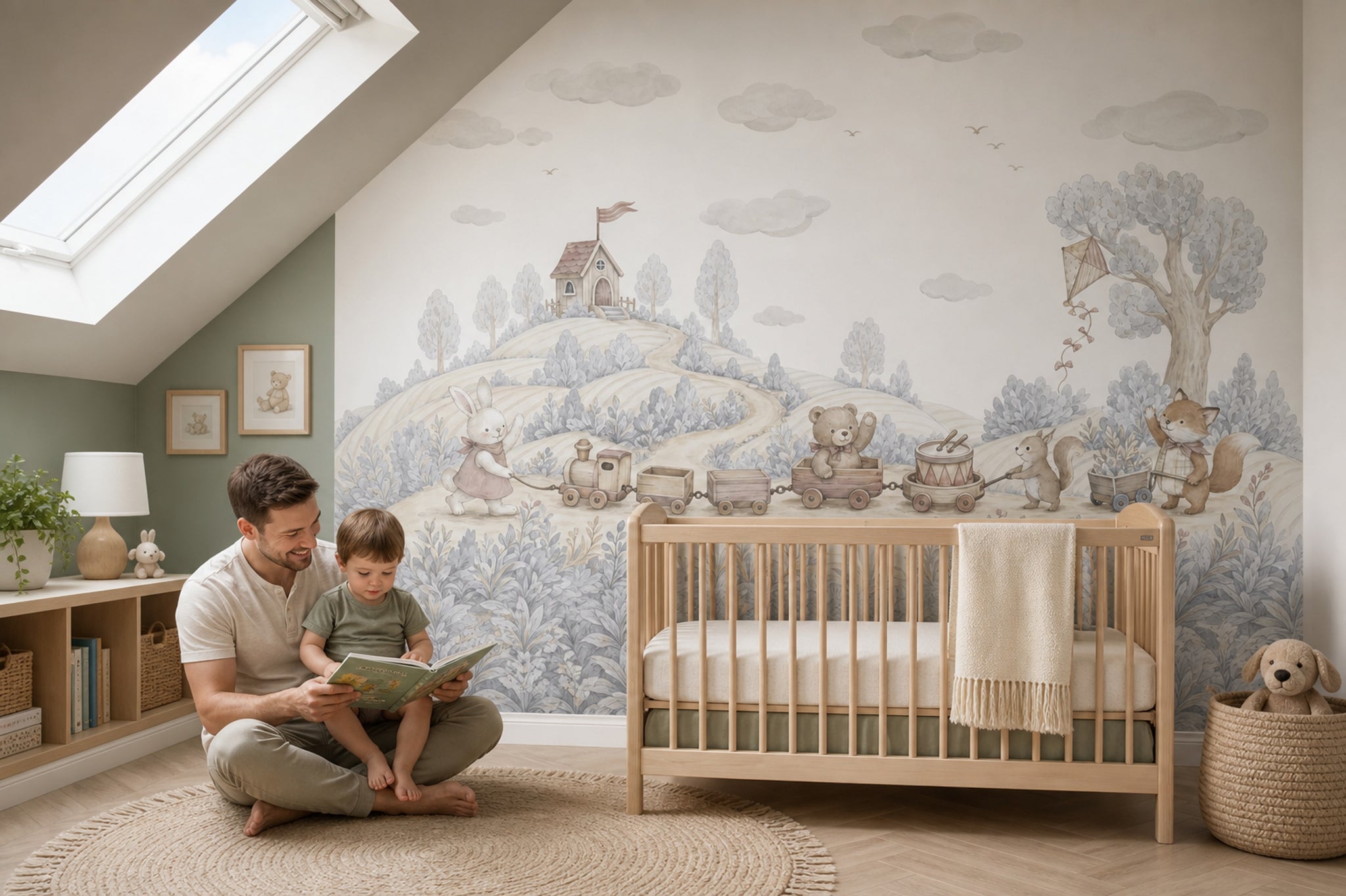 Storybook Wallpaper Watercolor Nursery Wall Mural