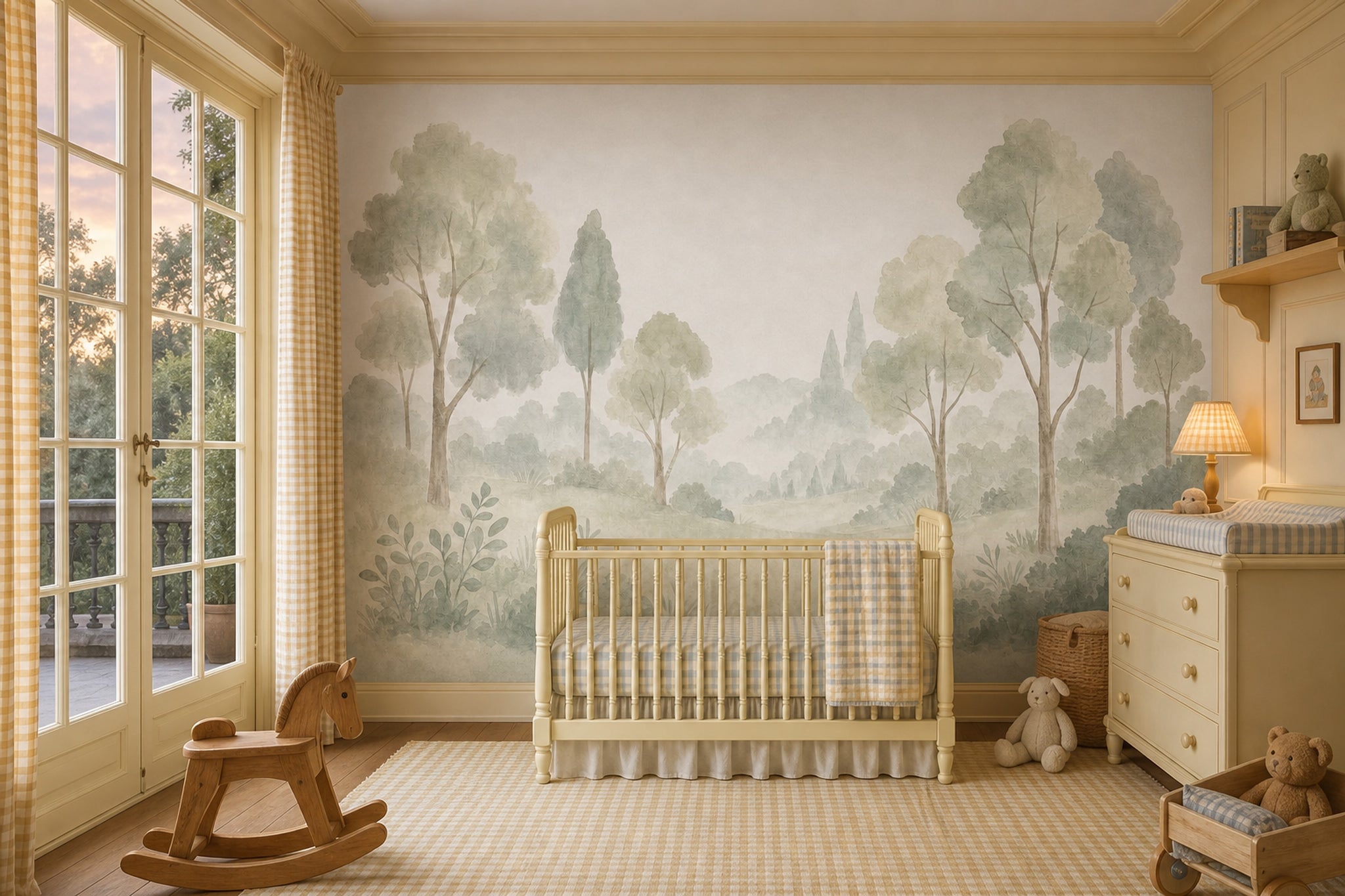Misty Forest Wallpaper Forest Sage Green Removable Wall Decor