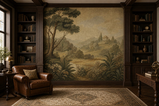 Vintage Landscape Mural Wallpaper Pastoral Countryside Traditional Scenic Wallpaper Removable Wall Decor