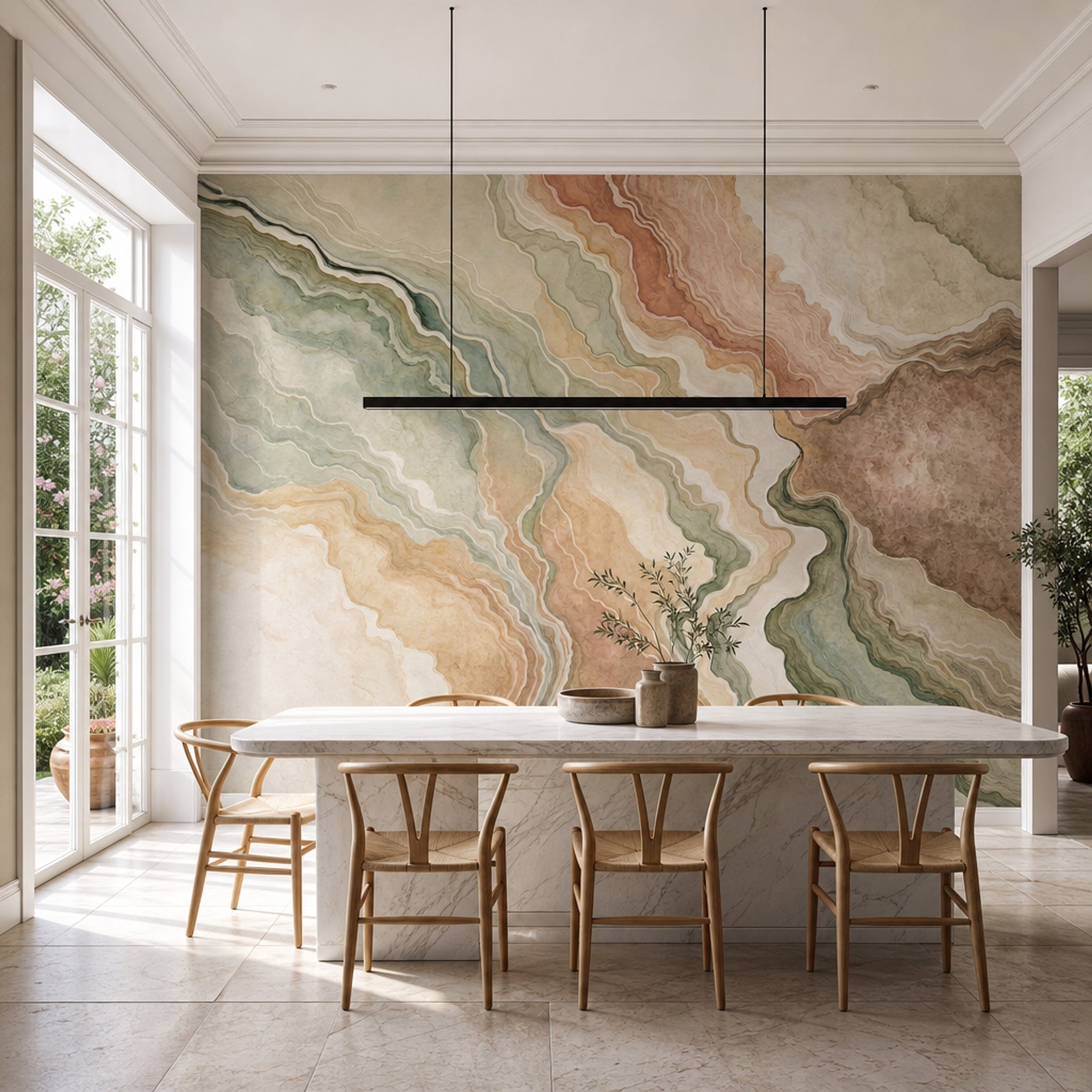 Abstract Marble Wallpaper Agate Geode Topographic Lines Wall Mural