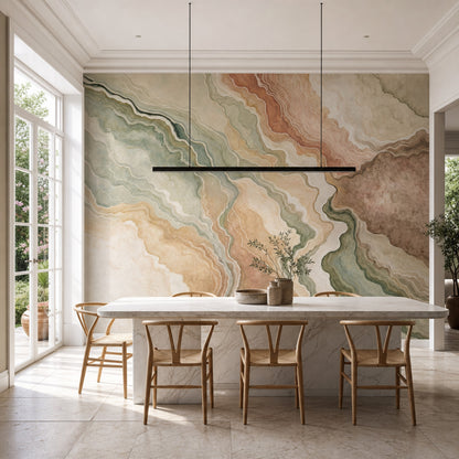 Abstract Marble Wallpaper Agate Geode Topographic Lines Wall Mural