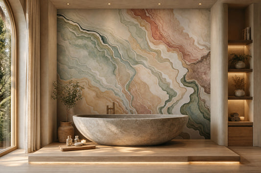 Abstract Marble Wallpaper Agate Geode Topographic Lines Wall Mural