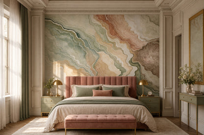 Abstract Marble Wallpaper Agate Geode Topographic Lines Wall Mural