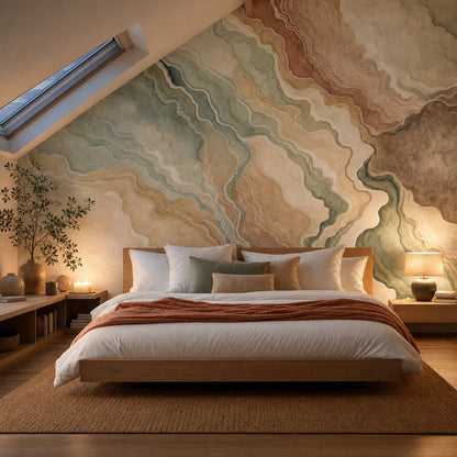 Abstract Marble Wallpaper Agate Geode Topographic Lines Wall Mural