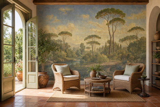 Italian Countryside Wallpaper Mediterranean Vintage Mural Removable Wall Decor
