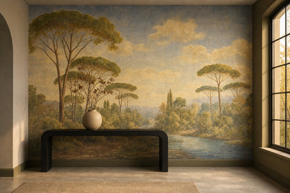 Landscape Mural Wallpaper Mediterranean Countryside Umbrella Pine Trees Wall Mural
