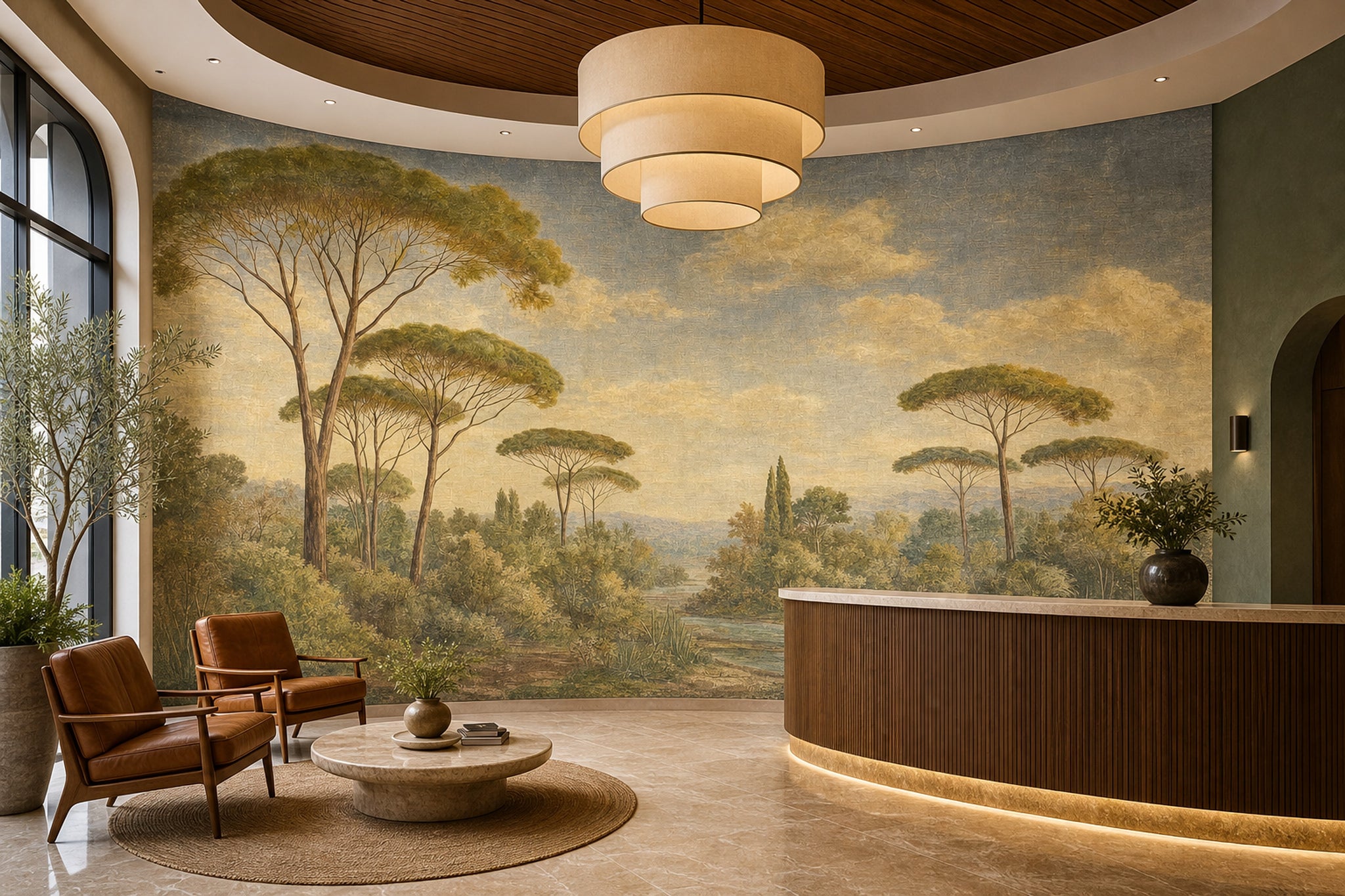 Landscape Mural Wallpaper Mediterranean Countryside Umbrella Pine Trees Wall Mural