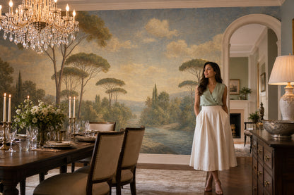 Landscape Mural Wallpaper Mediterranean Countryside Umbrella Pine Trees Wall Mural