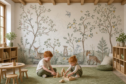 Woodland Wallpaper Watercolor Storybook Wall Mural