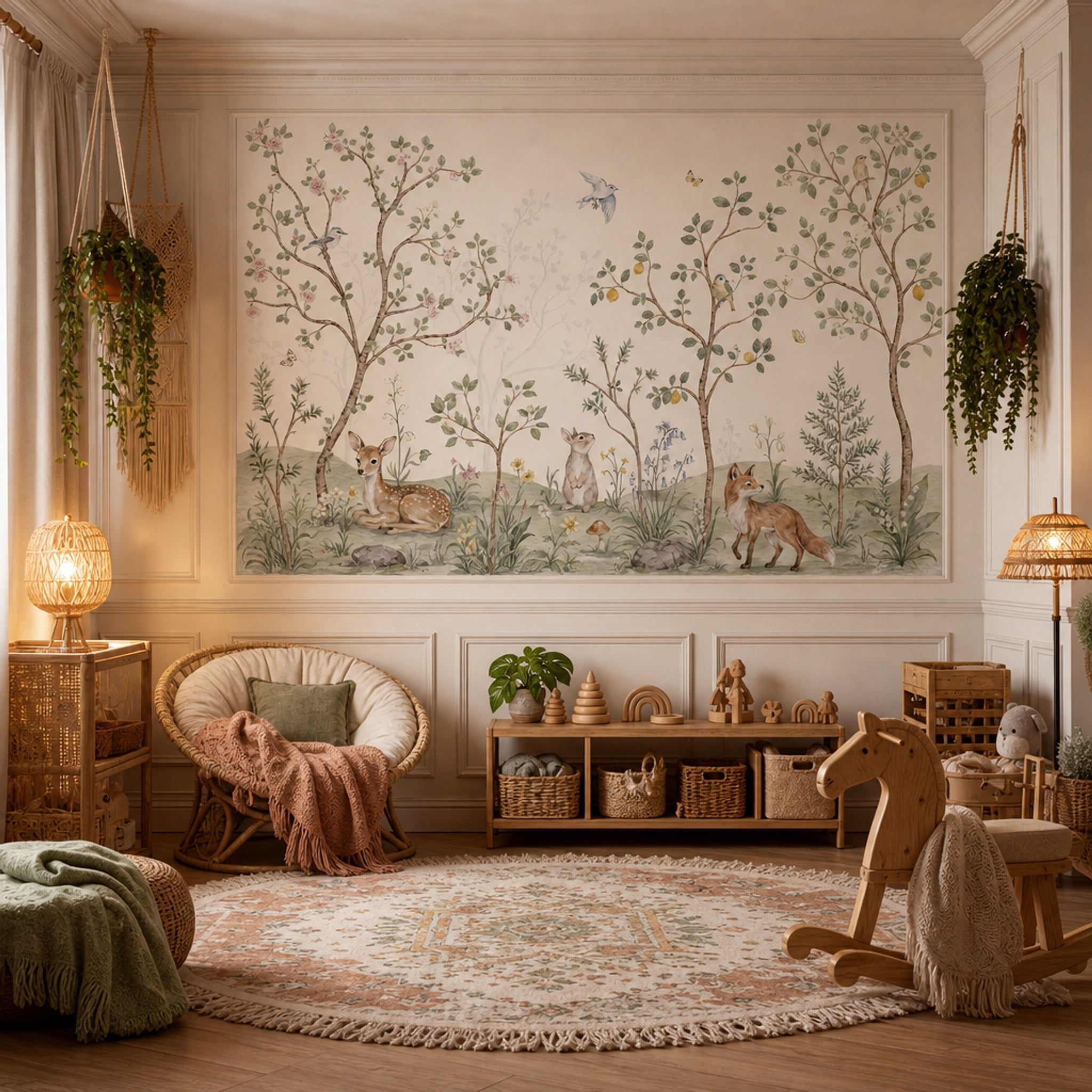 Woodland Wallpaper Watercolor Storybook Wall Mural
