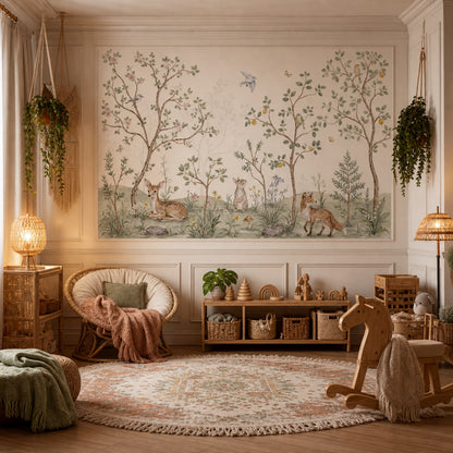 Woodland Wallpaper Watercolor Storybook Wall Mural