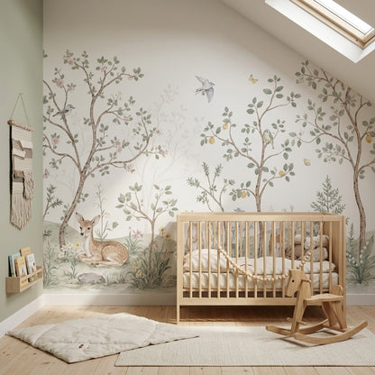 Woodland Wallpaper Watercolor Storybook Wall Mural