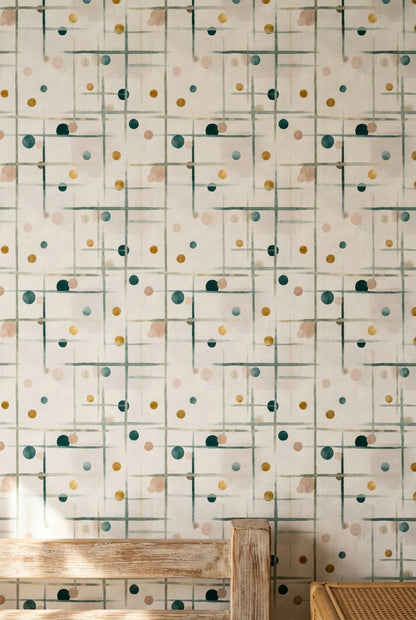 Paper Texture Wallpaper Watercolor Grid Removable Wall Decor