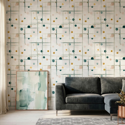 Paper Texture Wallpaper Watercolor Grid Removable Wall Decor