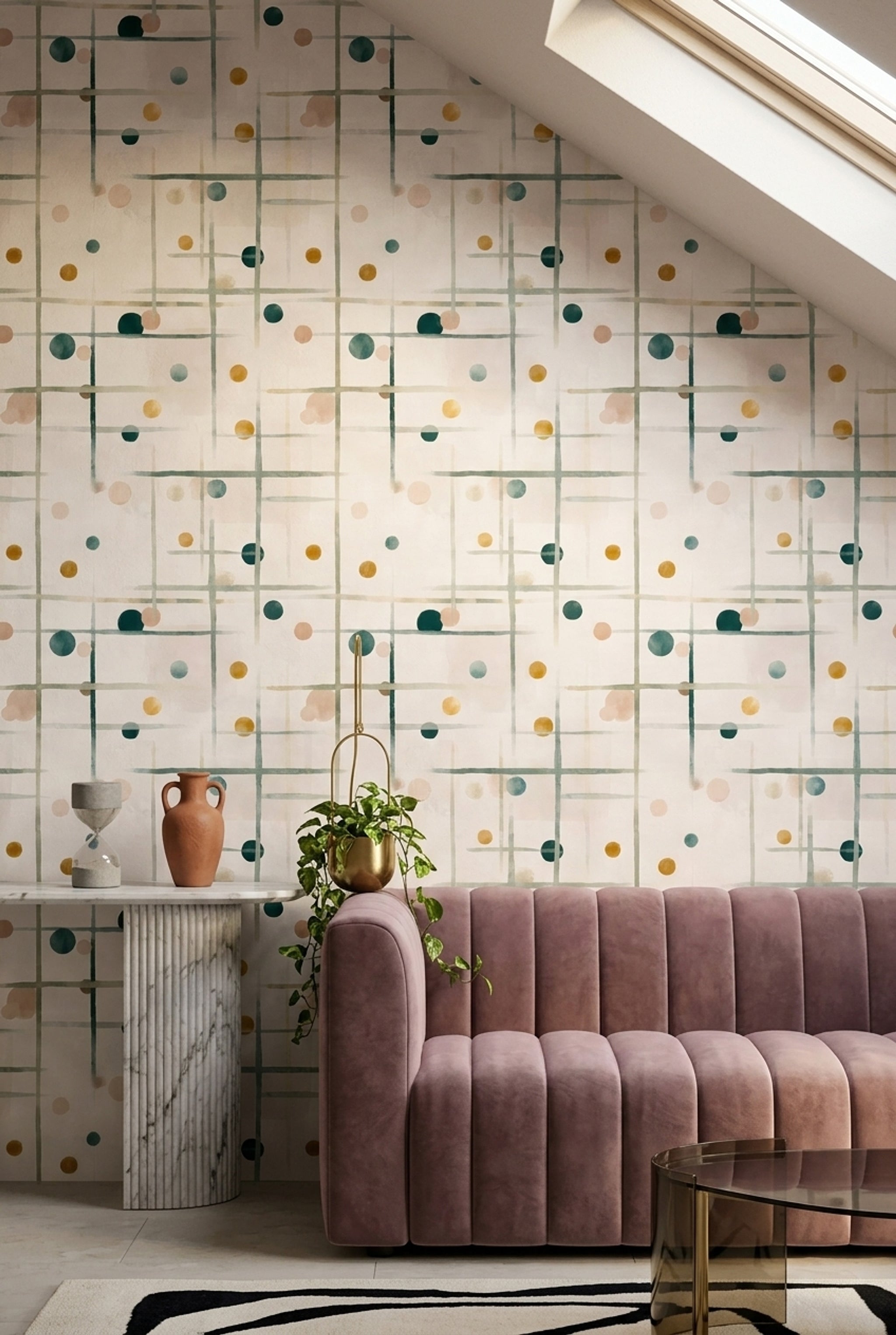 Paper Texture Wallpaper Watercolor Grid Removable Wall Decor