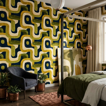 Mid Century Modern Wallpaper Modern Removable Retro Wall Double Roll