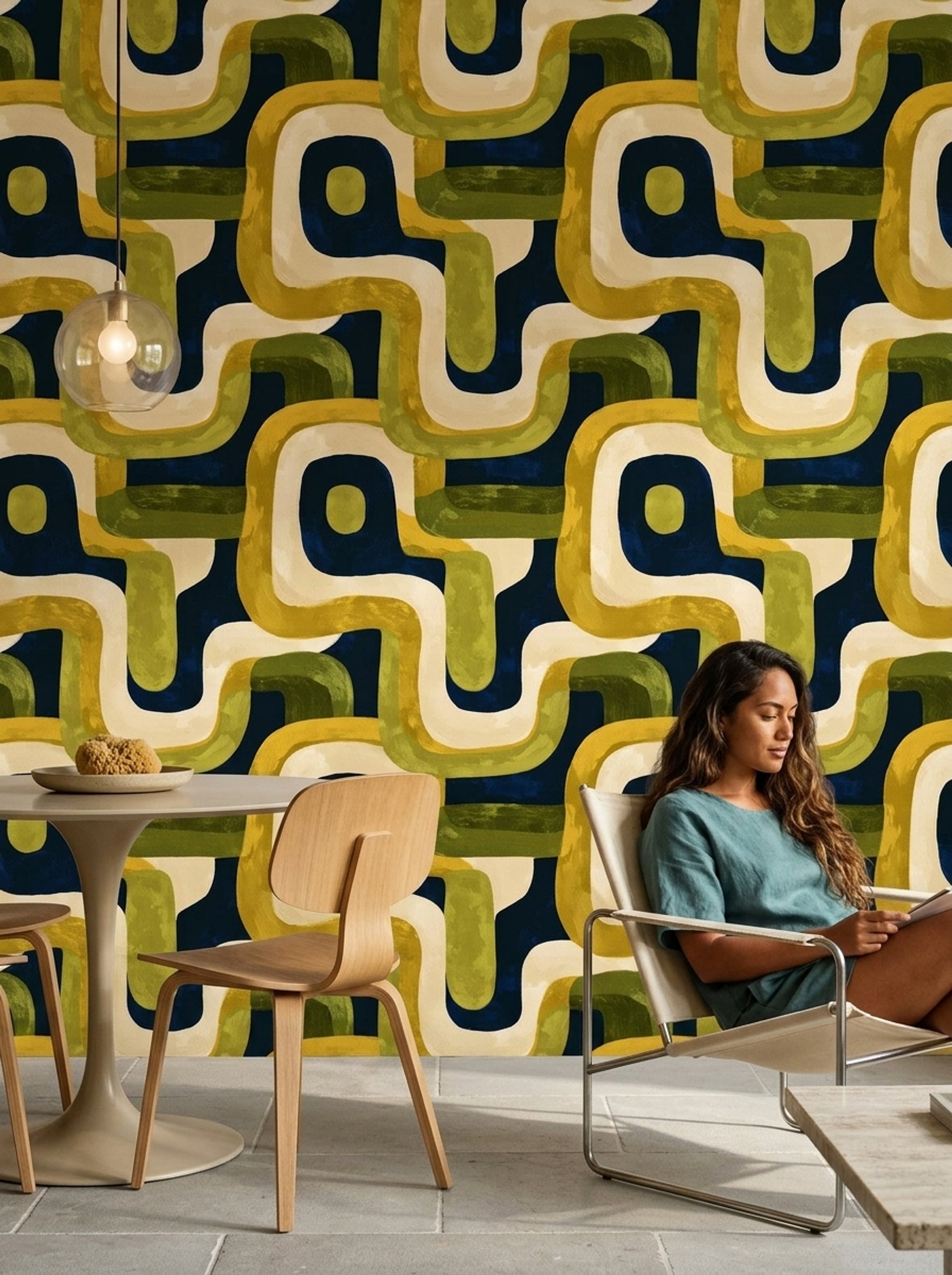 Mid Century Modern Wallpaper Modern Removable Retro Wall Double Roll