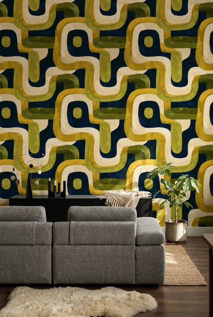 Mid Century Modern Wallpaper Modern Removable Retro Wall Double Roll