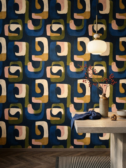 Mid Century Modern Wallpaper Retro Abstract Removable Wall Decor
