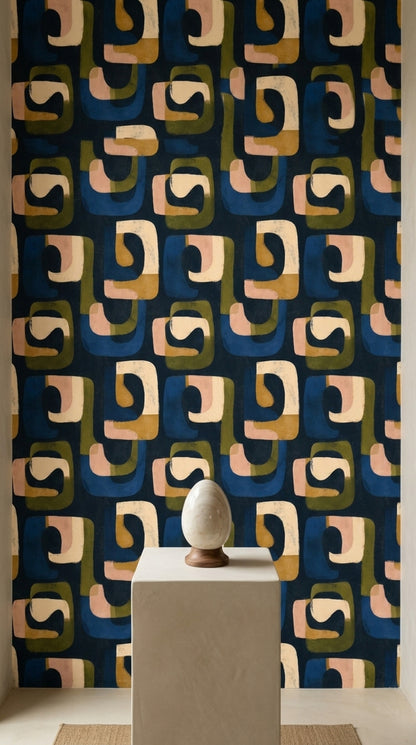 Mid Century Modern Wallpaper Retro Abstract Removable Wall Decor